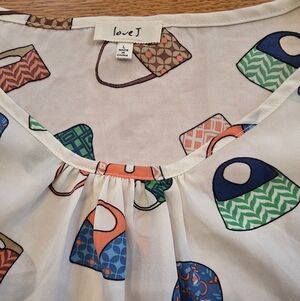 Love J Multicolor Handbag Pattern Blouse